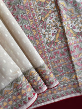 Tussar Silk Madhubani Embroidered Work Saree